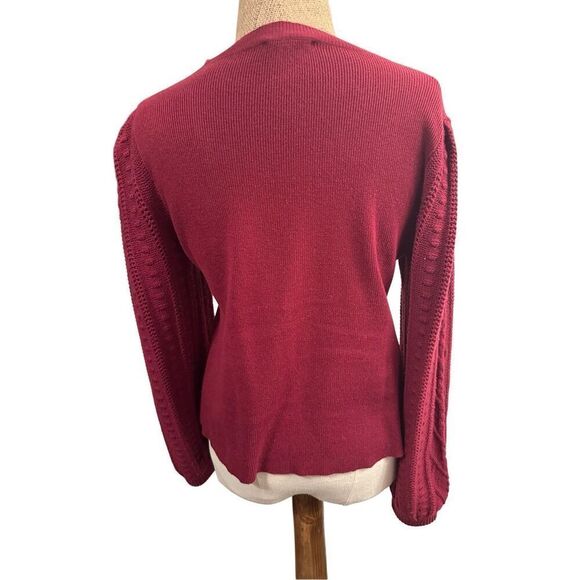 Splendid textured blouson sleeve sweater pullover sz small red burgundy - Picture 2 of 6